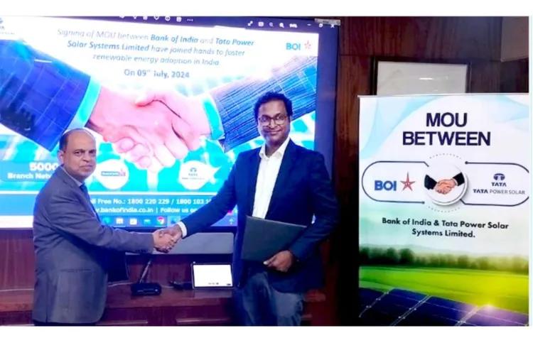 Tata Power Solar partners with BOI for financing Solar and EV charging stations