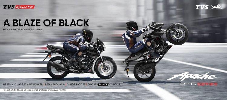 TVS launches TVS Apache RTR 160 Series 'Blaze of Black' Dark Edition.