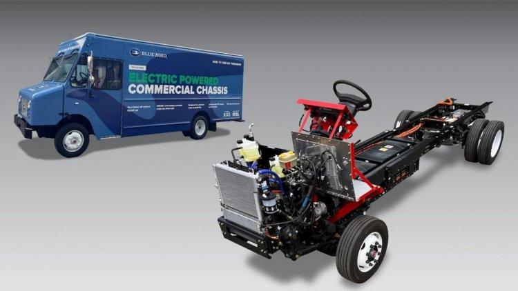 Blue Bird unveils electric step van at 2024 ACT Expo with Xos and Morgan Olson.