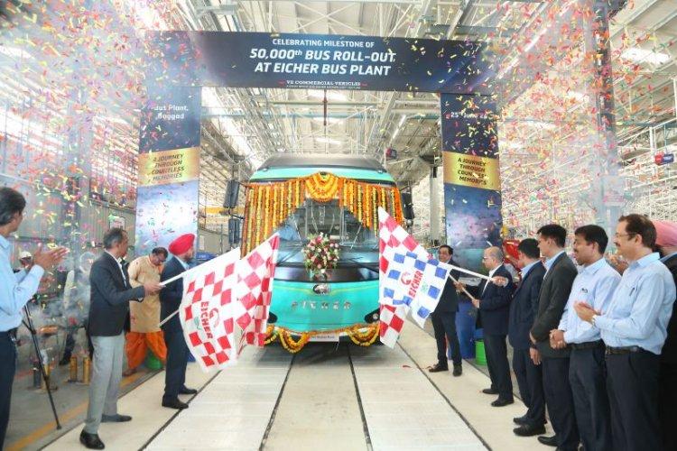 Eicher celebrates milestone with 50,000th fully built bus from Baggad, MP plant