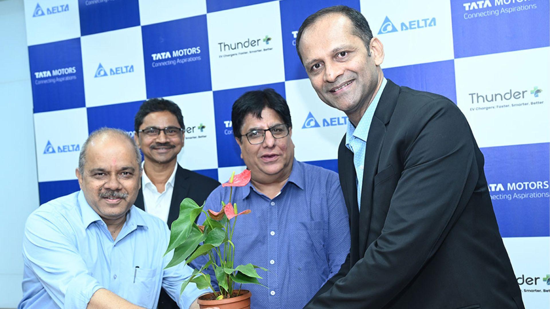 Tata Motors signs MoU with Delta Electronics and Thunderplus Solutions to install 250 fast- charging stations