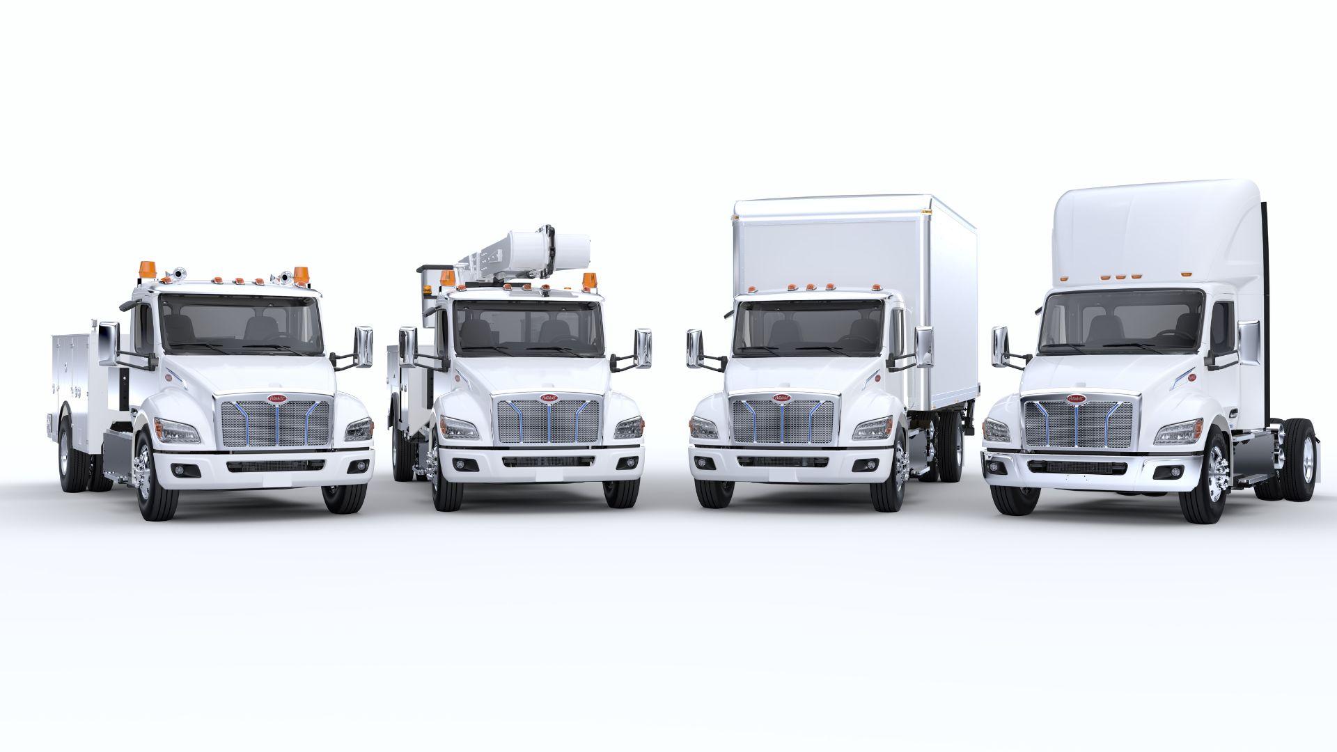 Peterbilt has introduced three new medium-duty e-trucks