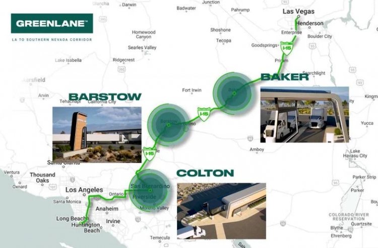 Greenlane constructs a charging corridor for trucks linking Los Angeles and Las Vegas.